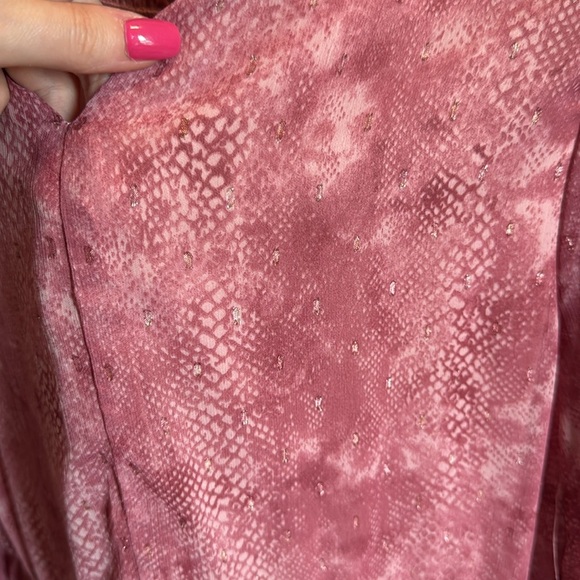 Pink Long-Sleeve Snake Skin Tiered Dress - Picture 6 of 6